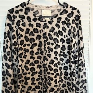 Cashmere lepoard print cardigan sweater